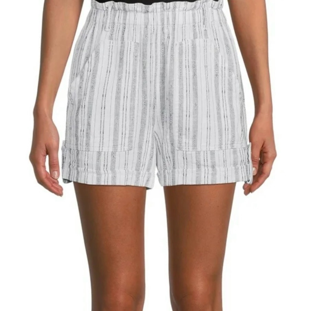 Women's Striped Shorts - Gray and White